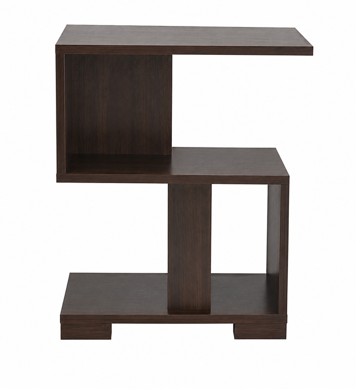 Open Shelf Bedside Table for Bedroom, Dark Walnut Particle Board Nightstand with 4 Tier Display Storage