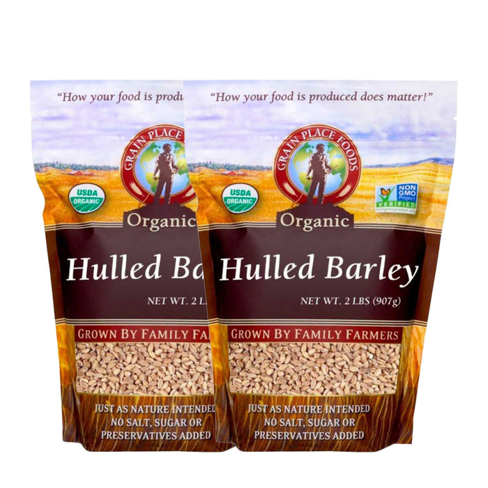 Organic Hulled Barley | 2 lb | Pack of 2 | Non-GMO | Grain Place Foods