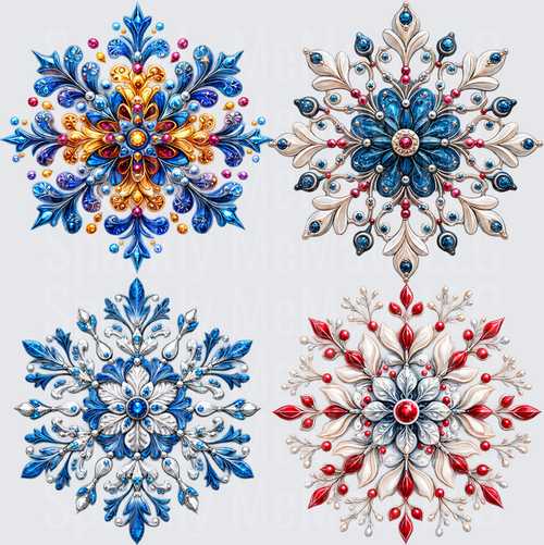 Ornate Jeweled Snowflakes 10x10 Cut and Stick UV Sheet