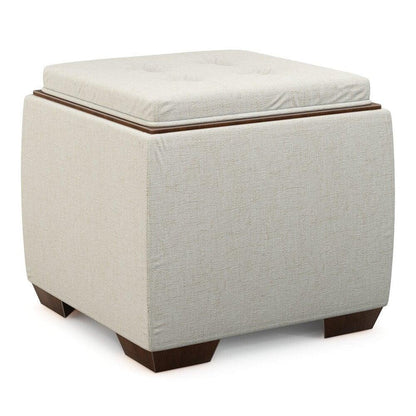 Ottoman For Home Furniture Modern Design Upholstery Fabric Foot Rest for Office for living Room - Light Grey