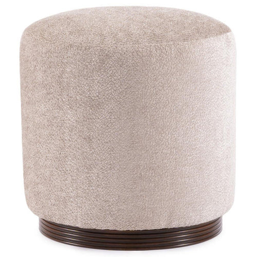 Ottoman for Home Furniture with Round Shape Upholstered Fabric, wood base Perfect for your Living Room