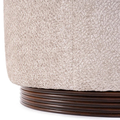 Ottoman for Home Furniture with Round Shape Upholstered Fabric, wood base Perfect for your Living Room
