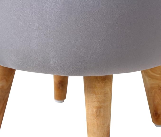 Ottoman for Home Furniture with Round Upholstered Ottoman with Wood Base for Living Room.