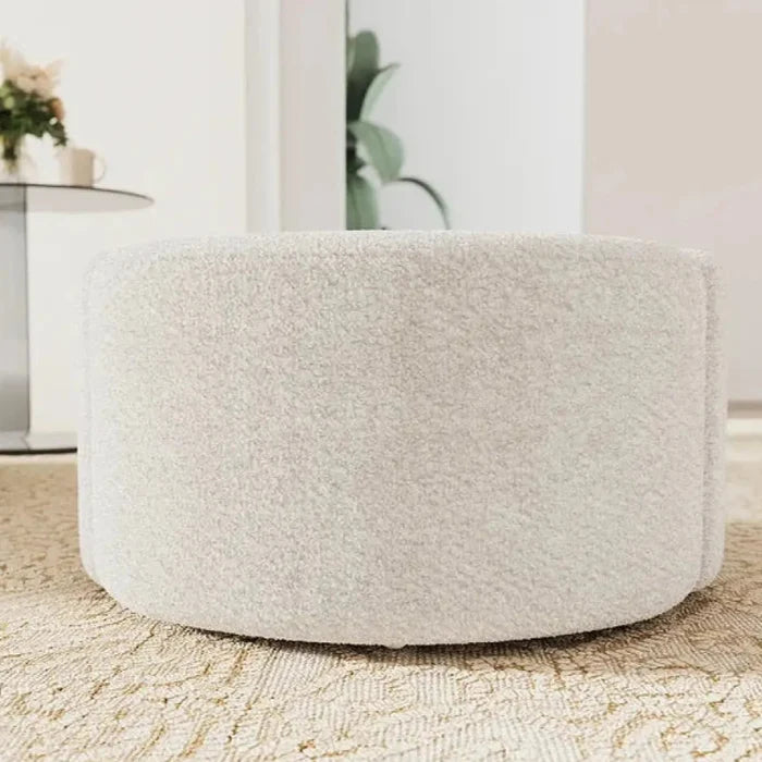 Ottoman Handcrafted Bouclé Upholstery with Cushioning, Durable Wooden Frame, Design, Perfect as Stylish Seating