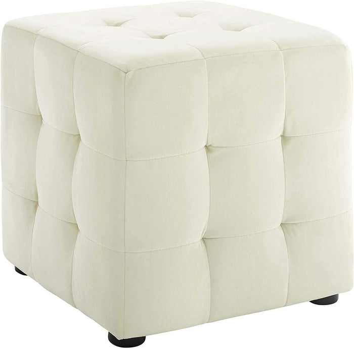 Ottoman Modern Square shape Foot Rest Stool, Pouf for Office Home Décor for living Room, Bedroom, Office - White