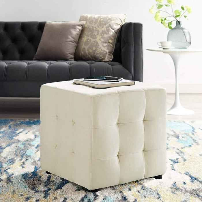 Ottoman Modern Square shape Foot Rest Stool, Pouf for Office Home Décor for living Room, Bedroom, Office - White