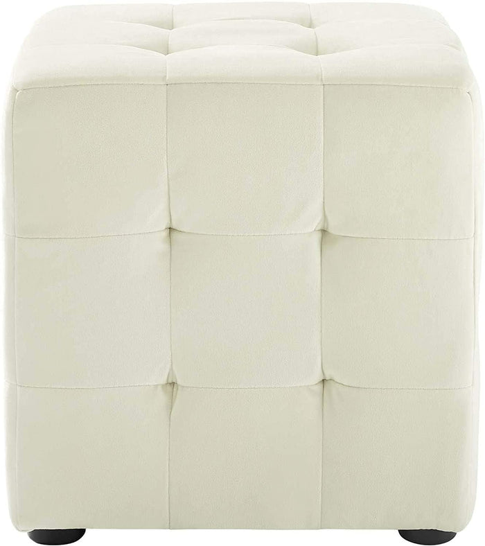 Ottoman Modern Square shape Foot Rest Stool, Pouf for Office Home Décor for living Room, Bedroom, Office - White