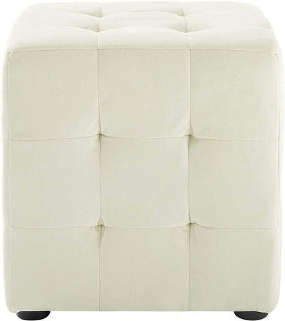Ottoman Modern Square shape Foot Rest Stool, Pouf for Office Home Décor for living Room, Bedroom, Office - White