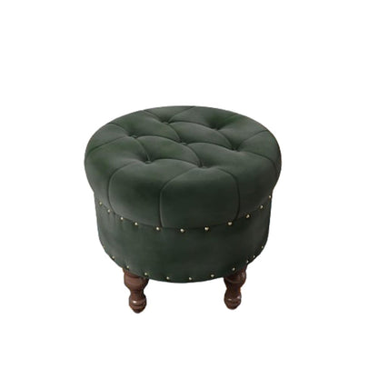 Ottoman Plouffe's Round Velvet Tufted Foot Rest With Storage for Living Room & Bedroom Decorative Home Furniture-Green