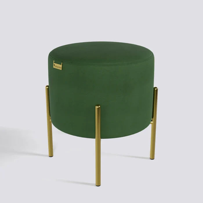 Ottoman – Velvet or Upholstery with& Solid‑Wood Core, Gold Metal Base, Comfort & Style.
