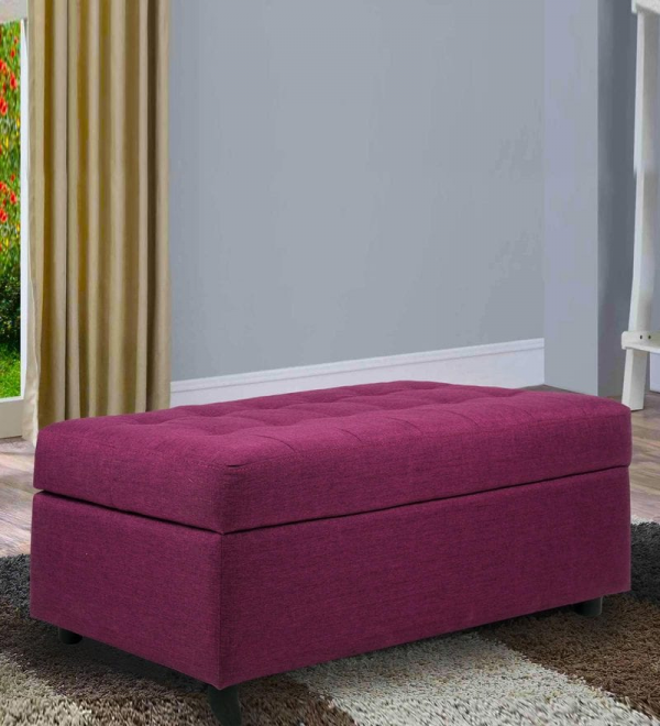 Ottoman with Faux Leather Upholstery, Elegant Bun Feet, Stylish Accent and hidden storage