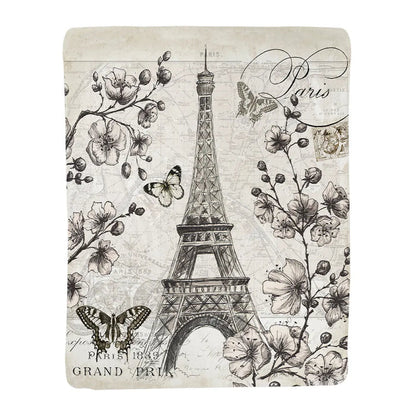 Paris in Bloom Sherpa Throw Blanket