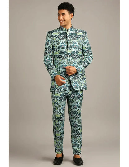 Pastel Floral Bandhgala Set