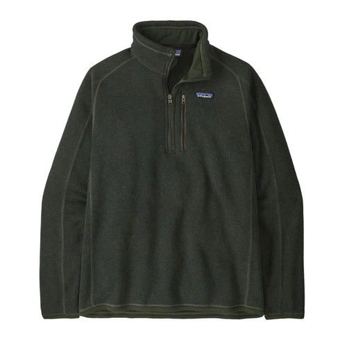 Dark green Patagonia Better Sweater quarter-zip fleece pullover with a zippered chest pocket and stand-up collar.