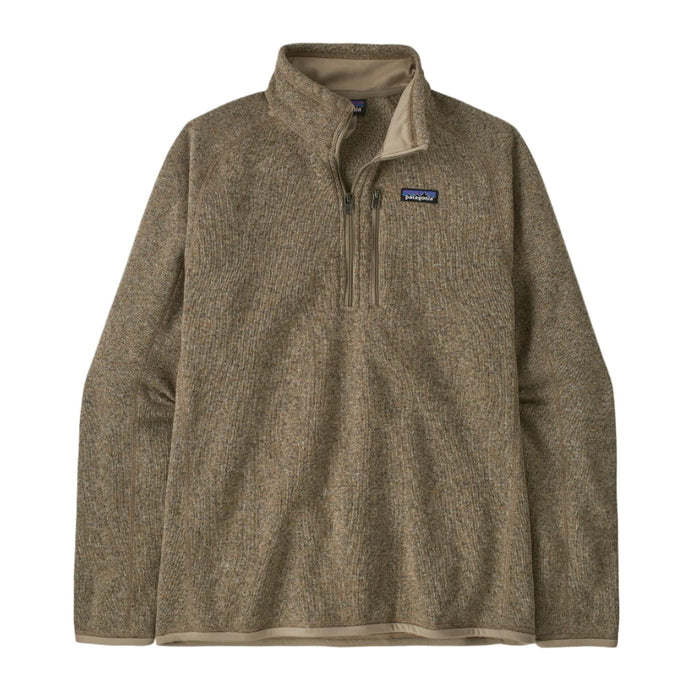 Patagonia Men's Better Sweater 1/4 zip fleece pullover in brown heather with a zippered chest pocket and stand-up collar.