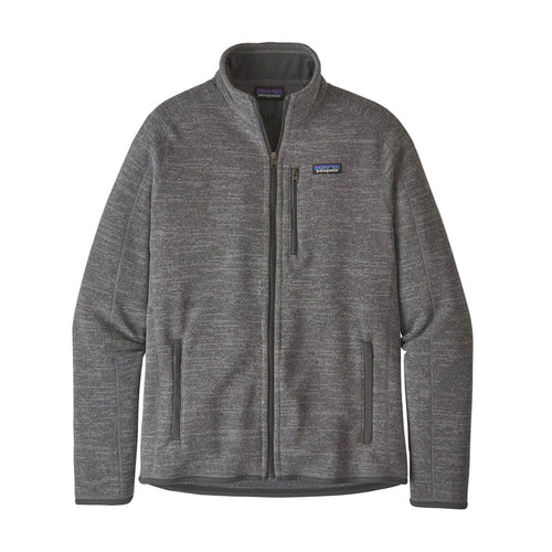 Patagonia Men's Better Sweater full-zip fleece jacket in grey with a stand-up collar and zippered chest pocket.
