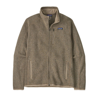 Tan Patagonia Better Sweater full-zip fleece jacket with a stand-up collar and zippered chest pocket.