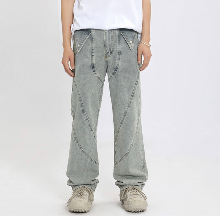 Patch Work Straight Jeans