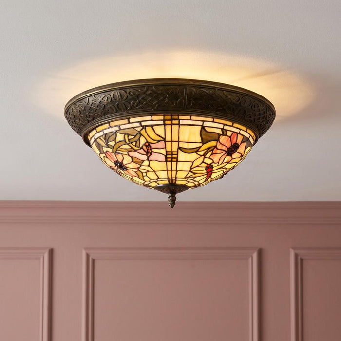 Pavot Flush Tiffany Ceiling Light - Tiffany Lighting Direct