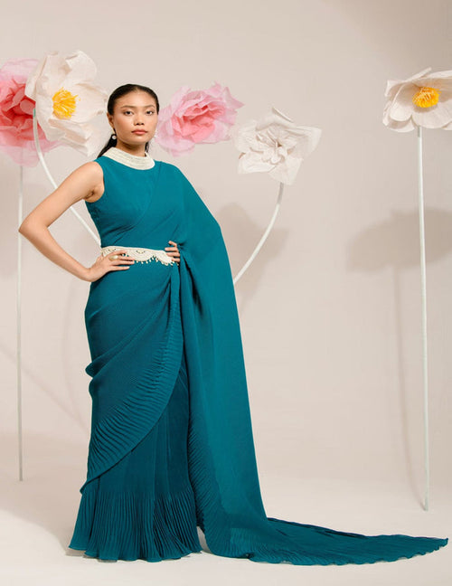 Peacock Pre-Draped Saree