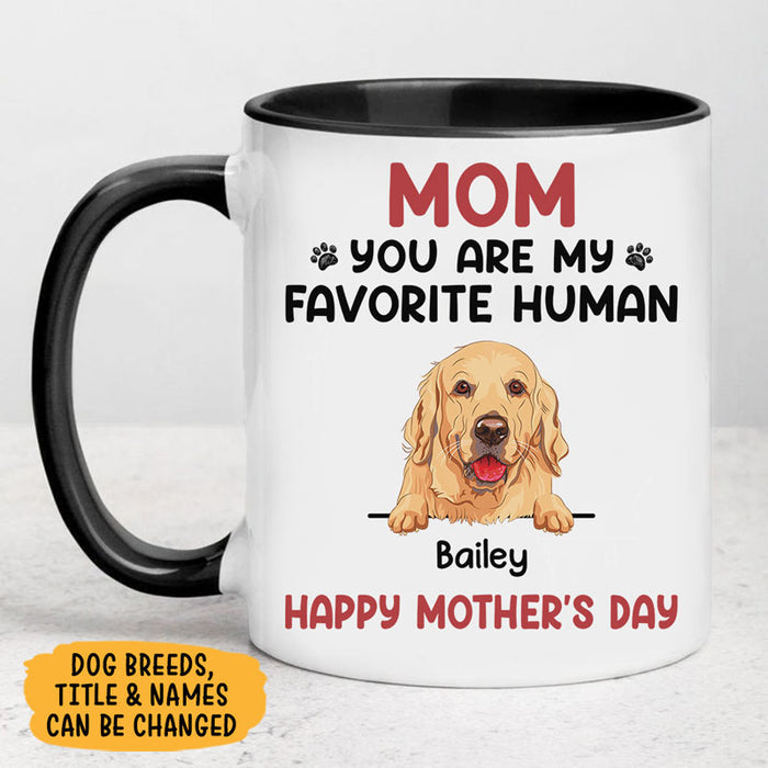 Personalized dog accent mug, gift for dog lovers - You are my favorite human, two-tone custom coffee mug