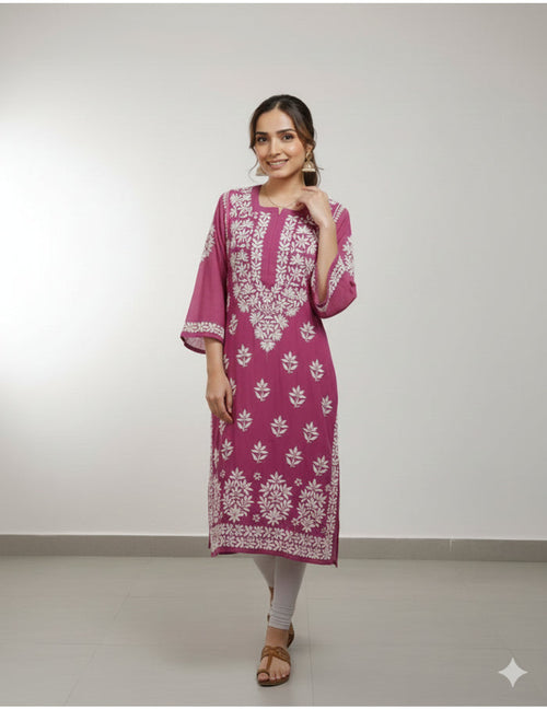 Pink Chikankari Kurti