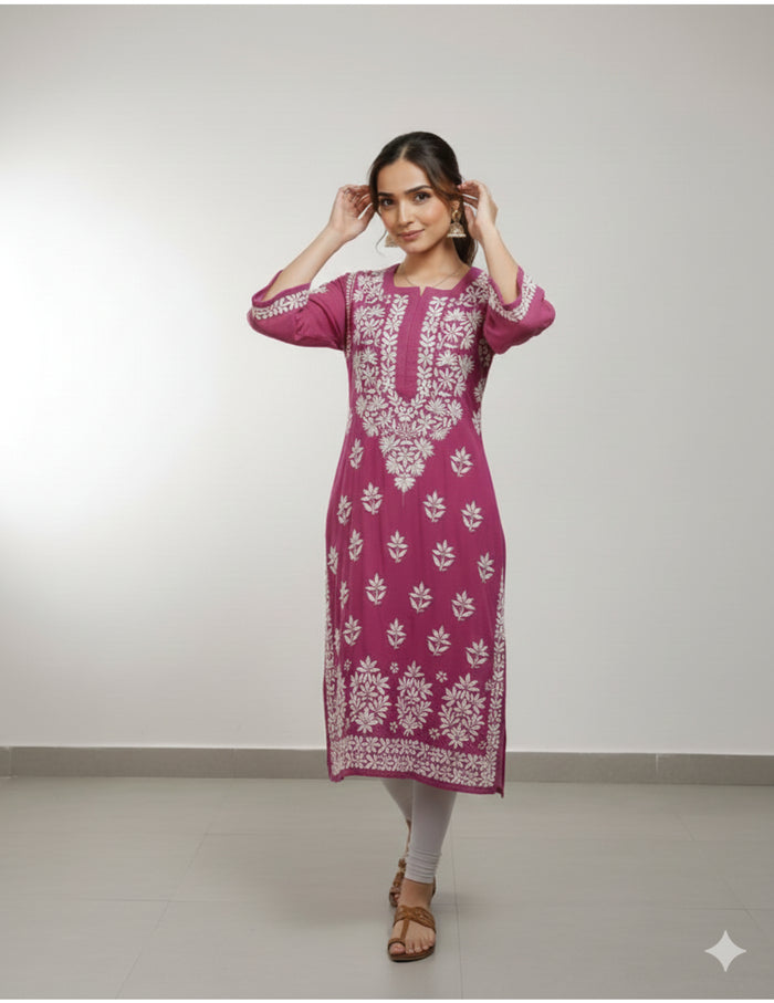 Pink Chikankari Kurti