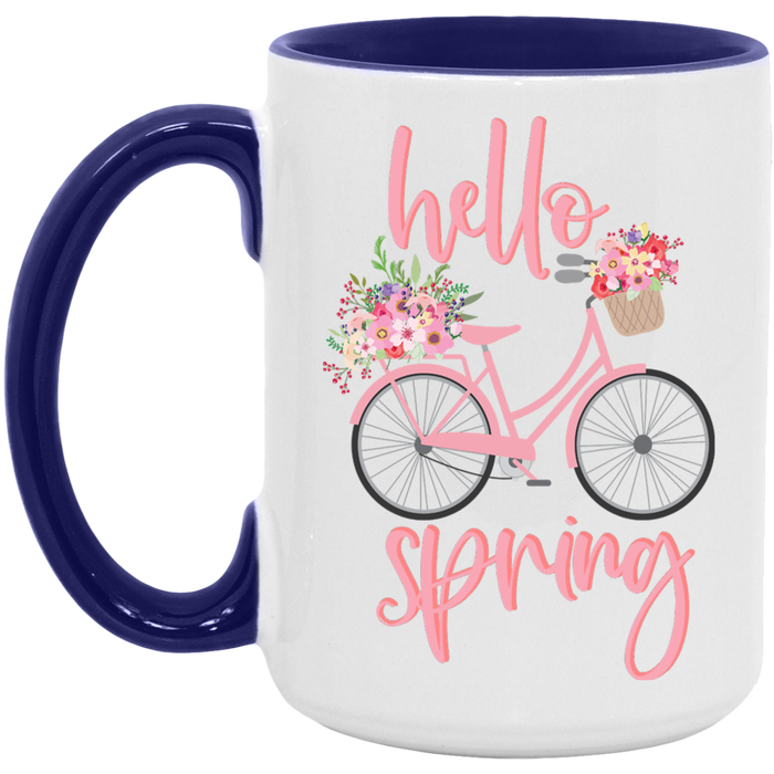 Pink Hello Spring ceramic coffee mug, product photo 7