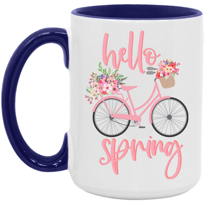 Pink Hello Spring ceramic coffee mug, product photo 7