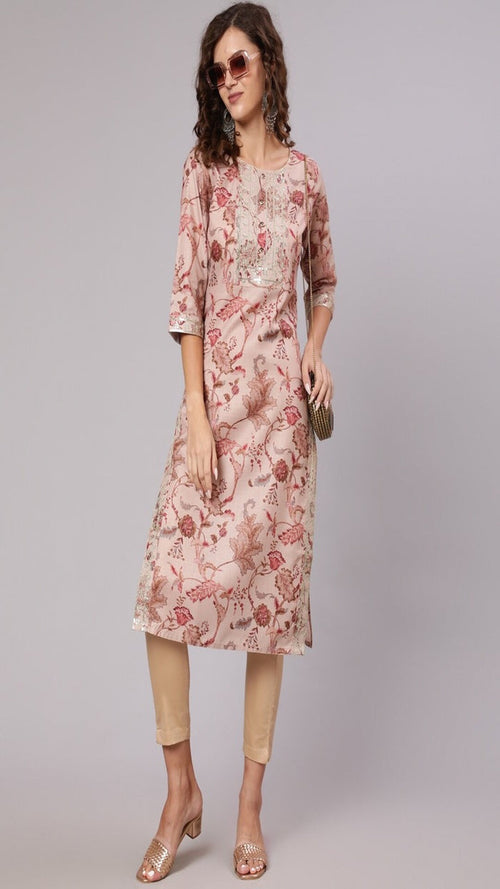 Pink Printed Kurta