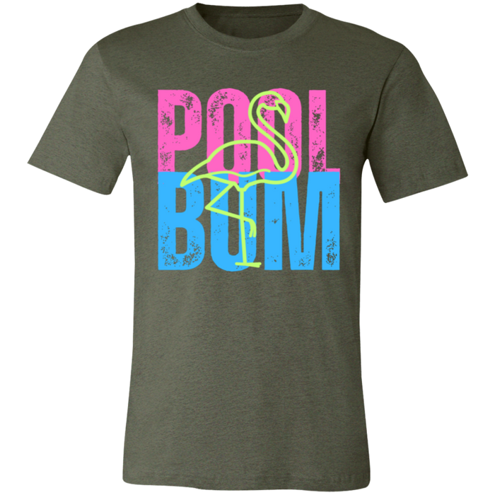 Pool Bum Flamingo graphic t-shirt in Heather Military Green
