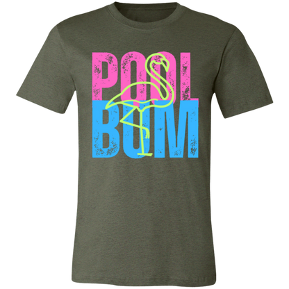 Pool Bum Flamingo graphic t-shirt in Heather Military Green