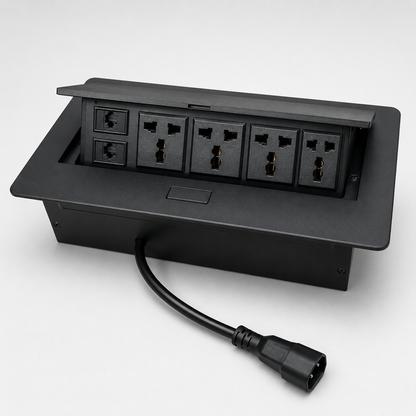 Pop Up Power Socket Box with 4 Power Sockets for Office Tables, Conference Rooms, Meeting Rooms,