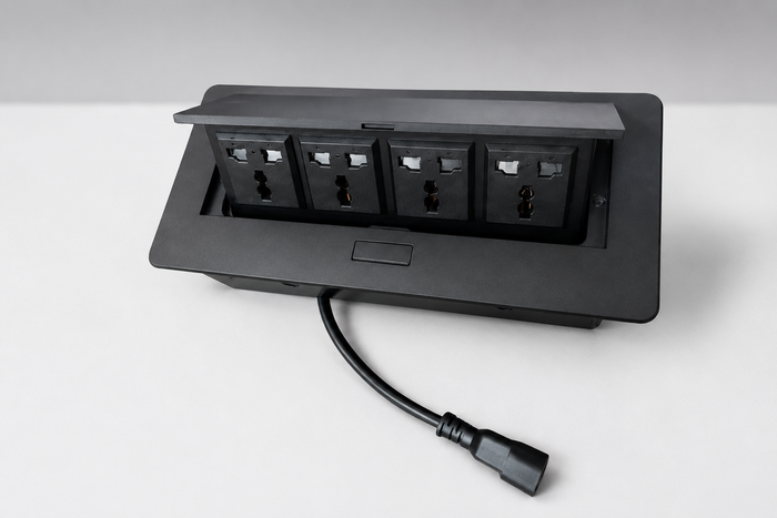 Pop Up Power Socket Box with 4 Power Sockets for Office Tables, Conference Rooms, Meeting Rooms,