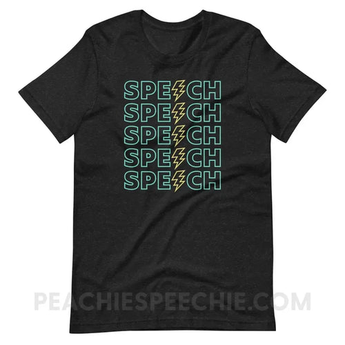Power of Speech Premium Soft Tee - Black Heather / XS - peachiespeechie.com