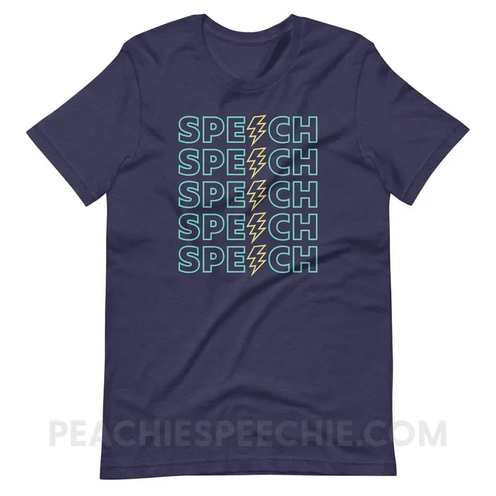 Power of Speech Premium Soft Tee - Heather Midnight Navy / XS - peachiespeechie.com