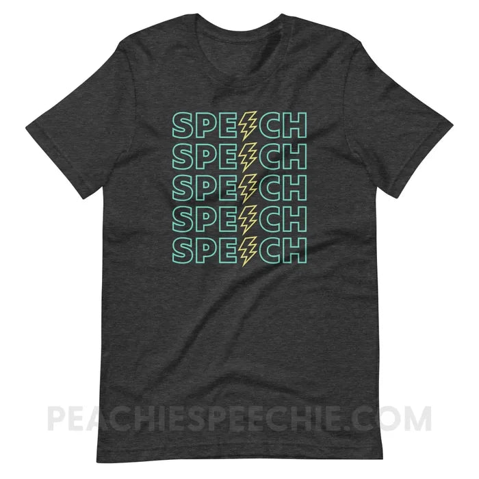 Power of Speech Premium Soft Tee - Dark Grey Heather / XS - peachiespeechie.com