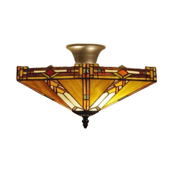Tiffany Ceiling Flush & Semi Flush Lights - Prairie Tiffany Semi Flush Ceiling Light