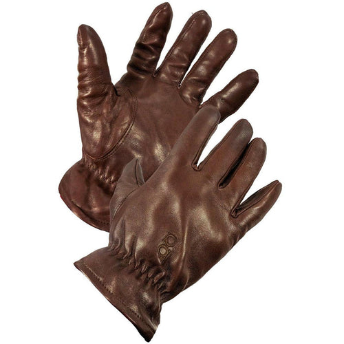 Pair of brown, unlined Pittards WR100X leather shooting gloves featuring an elastic wristband for a secure, flexible fit.