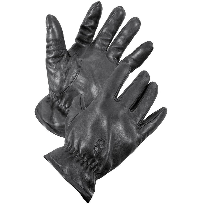 Black unlined Pittards leather shooting gloves with elastic wristbands for a secure, flexible fit.