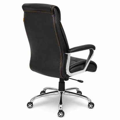 Premium Boss Office Chair, Leatherette Cushioning, High Back Design and Sturdy Chrome Base