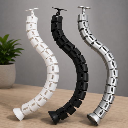 Premium Flexible Cable Management Spine for Tables - Under-Desk Vertebrae Cord Organizer for Sit-Stand Workstations.