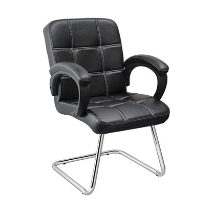 Black office chair with chrome frame on a white background