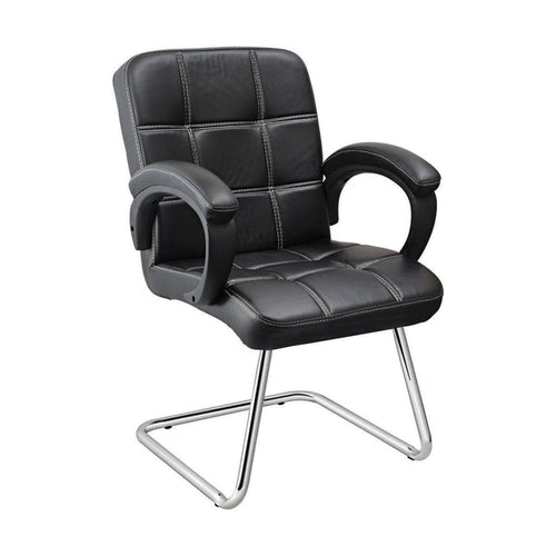 Black office chair with chrome frame on a white background
