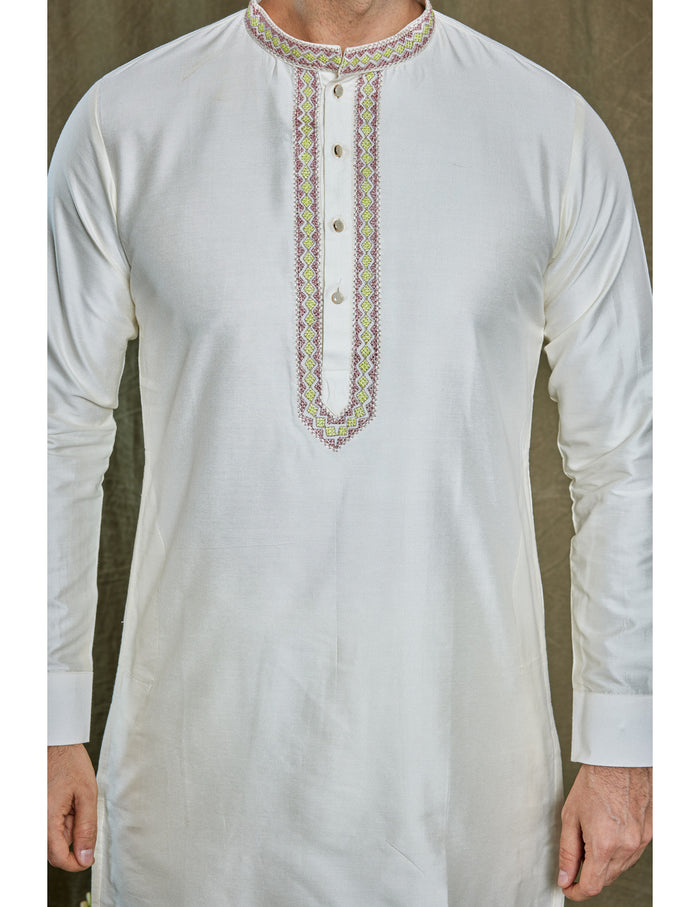 Printed Chanderi Silk Kurta Set