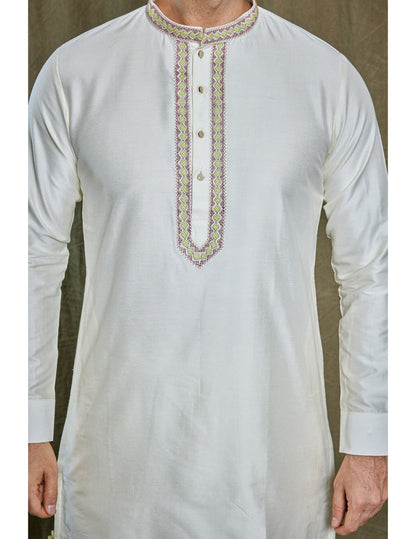 Printed Chanderi Silk Kurta Set