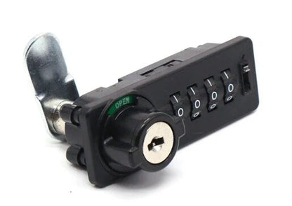 Professional High-Security Furniture Lock – 4-Wheel Number Lock with Emergency Key Access and Open/Close Indicator