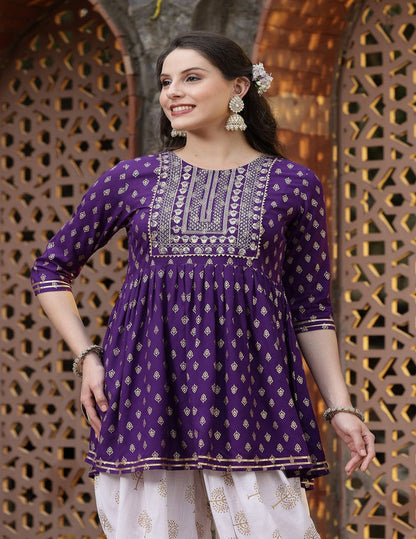 Purple Kurta Dhoti  Set
