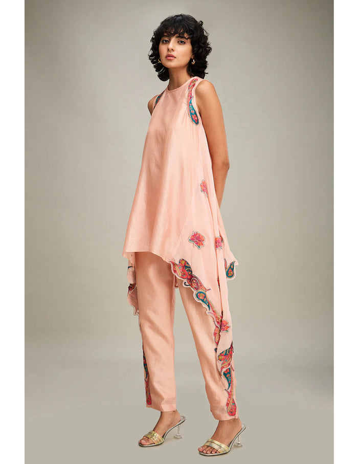 Qala Applique Asymmetric Kurta Set