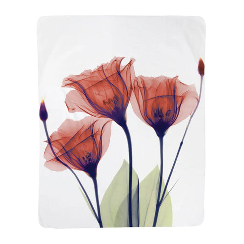 Red Gentian X-Ray Flowers Sherpa Throw Blanket